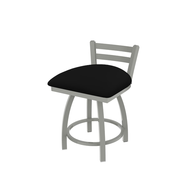 Holland Bar Stool Co 18" Low Back Swivel Vanity Stool, Nickel Finish, Black Vinyl Seat 41118ANBlkVinyl - main